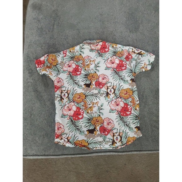 NICE Corgi Hawaiian Hot Topic Shirt ~ Button Up Short Sleeve Aloha Dog Size L - Picture 4 of 7